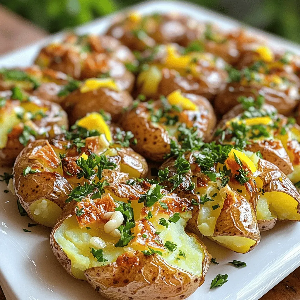 Smashed Potatoes with Garlic Butter Rich Flavor Dish