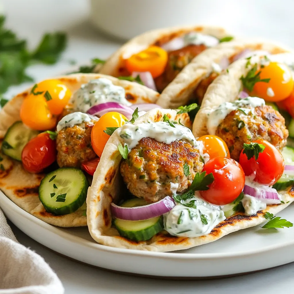 Mediterranean Turkey Meatball Pitas Flavorful Delight