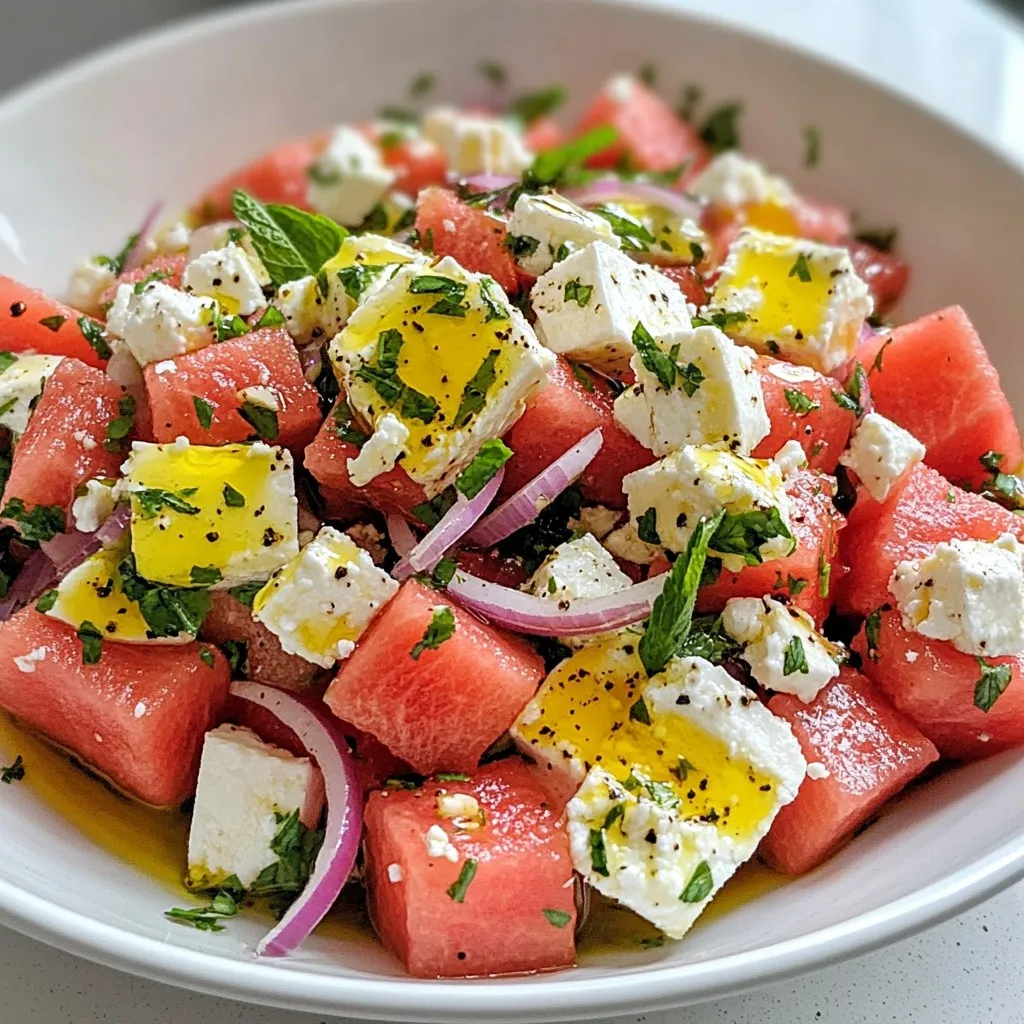 Watermelon Feta Mint Salad Fresh and Flavorful Dish