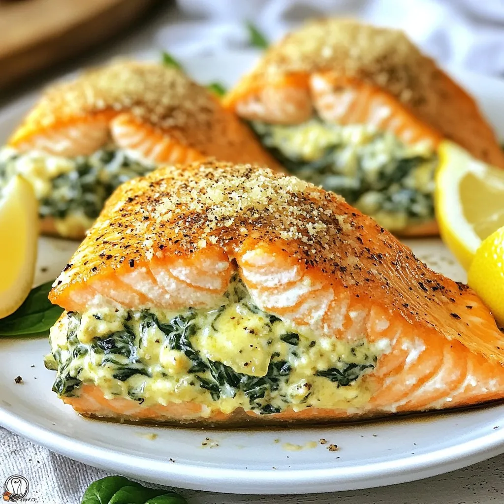 Creamy Garlic Spinach Stuffed Salmon Delightful Dish