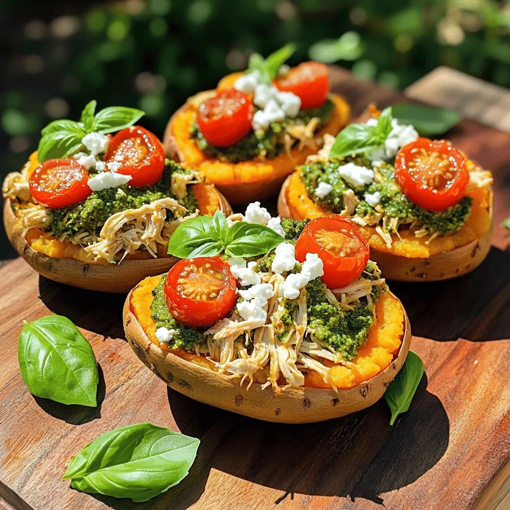 Pesto Chicken Stuffed Sweet Potatoes Delightful Meal