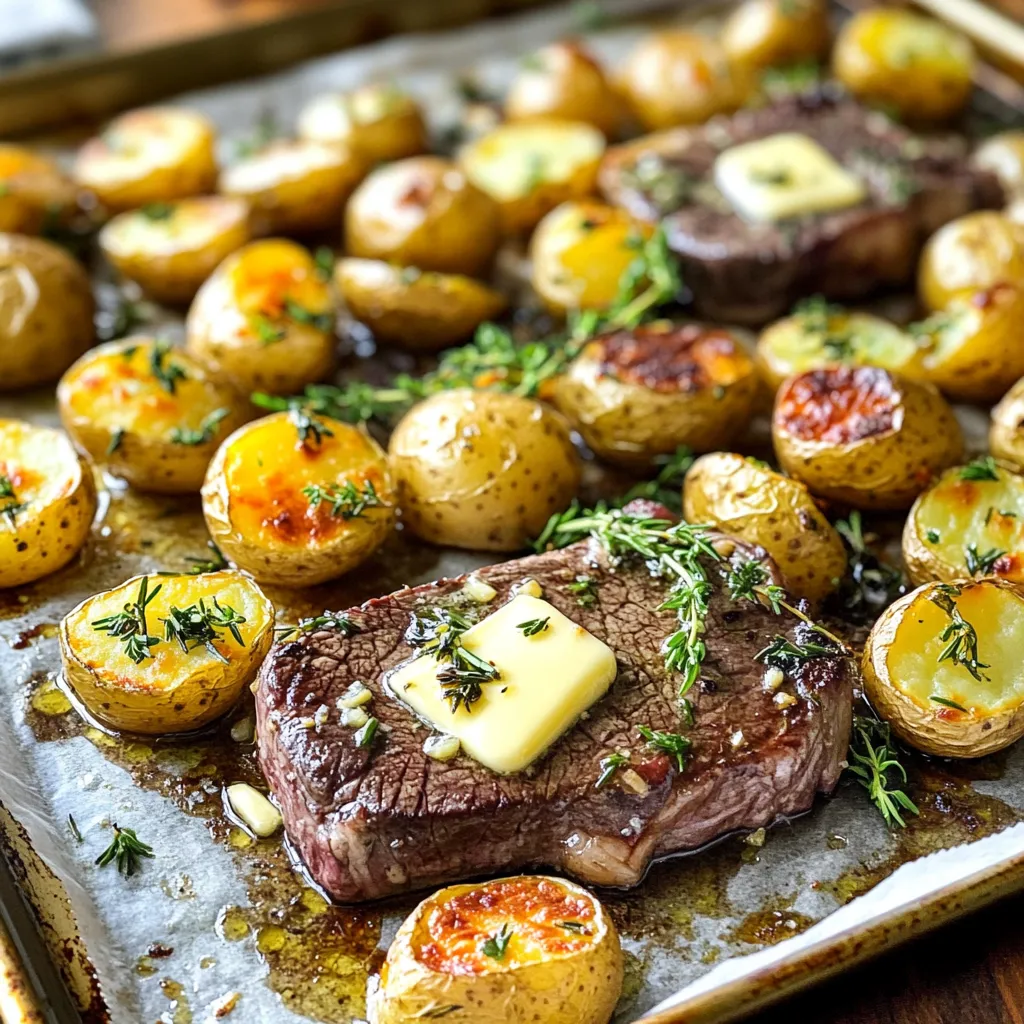 Sheet-Pan Garlic Butter Steak and Potatoes Delight