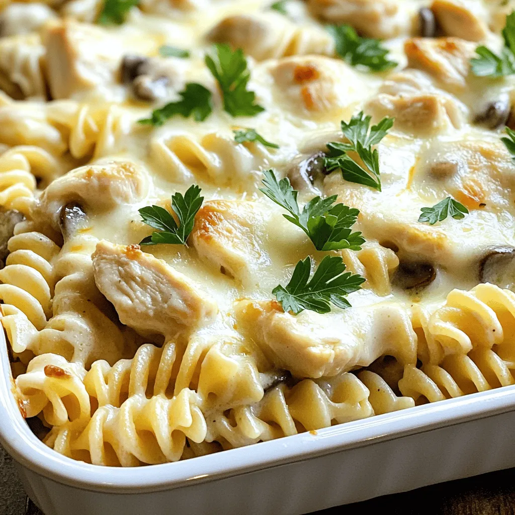 Chicken and Mushroom Alfredo Bake Flavorful Delight