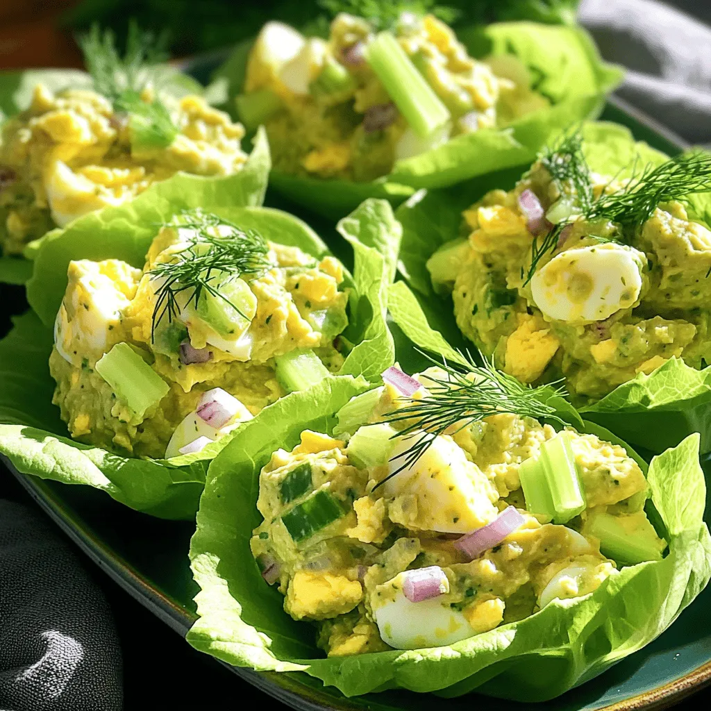 Avocado Egg Salad Lettuce Wraps Healthy and Fresh Meal