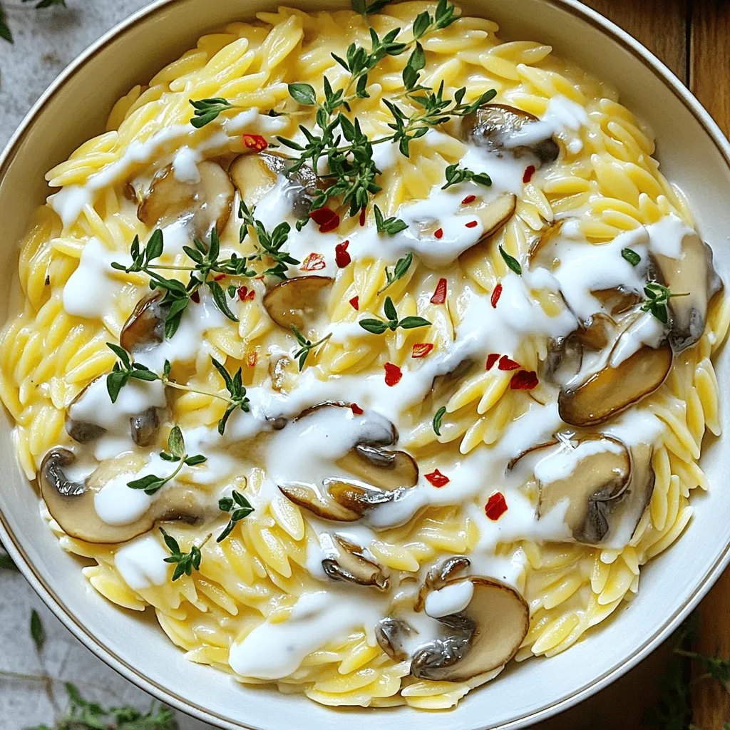 Creamy Garlic Mushroom Orzo Flavorful Dinner Delight