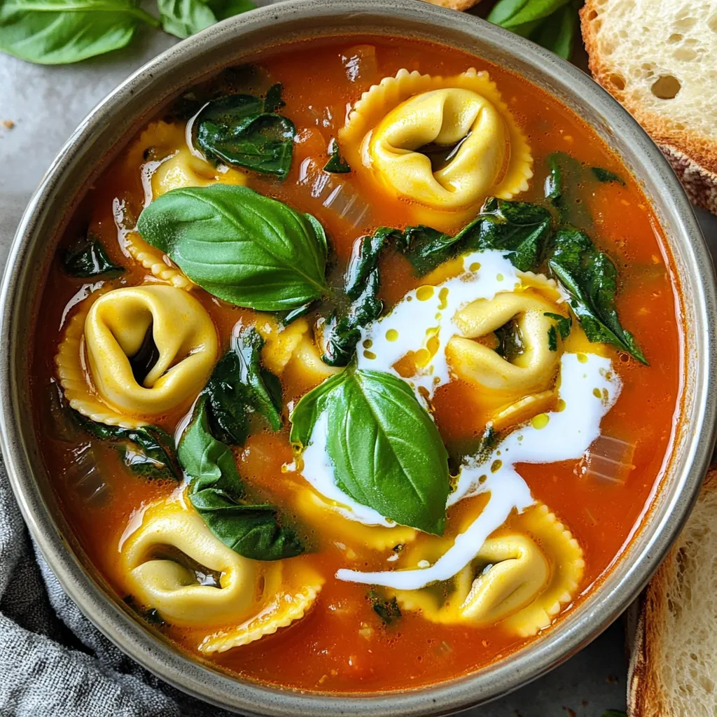 Slow Cooker Tomato Basil Tortellini Soup Delight