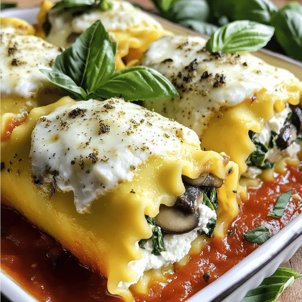Creamy Mushroom Spinach Lasagna Rolls Delight