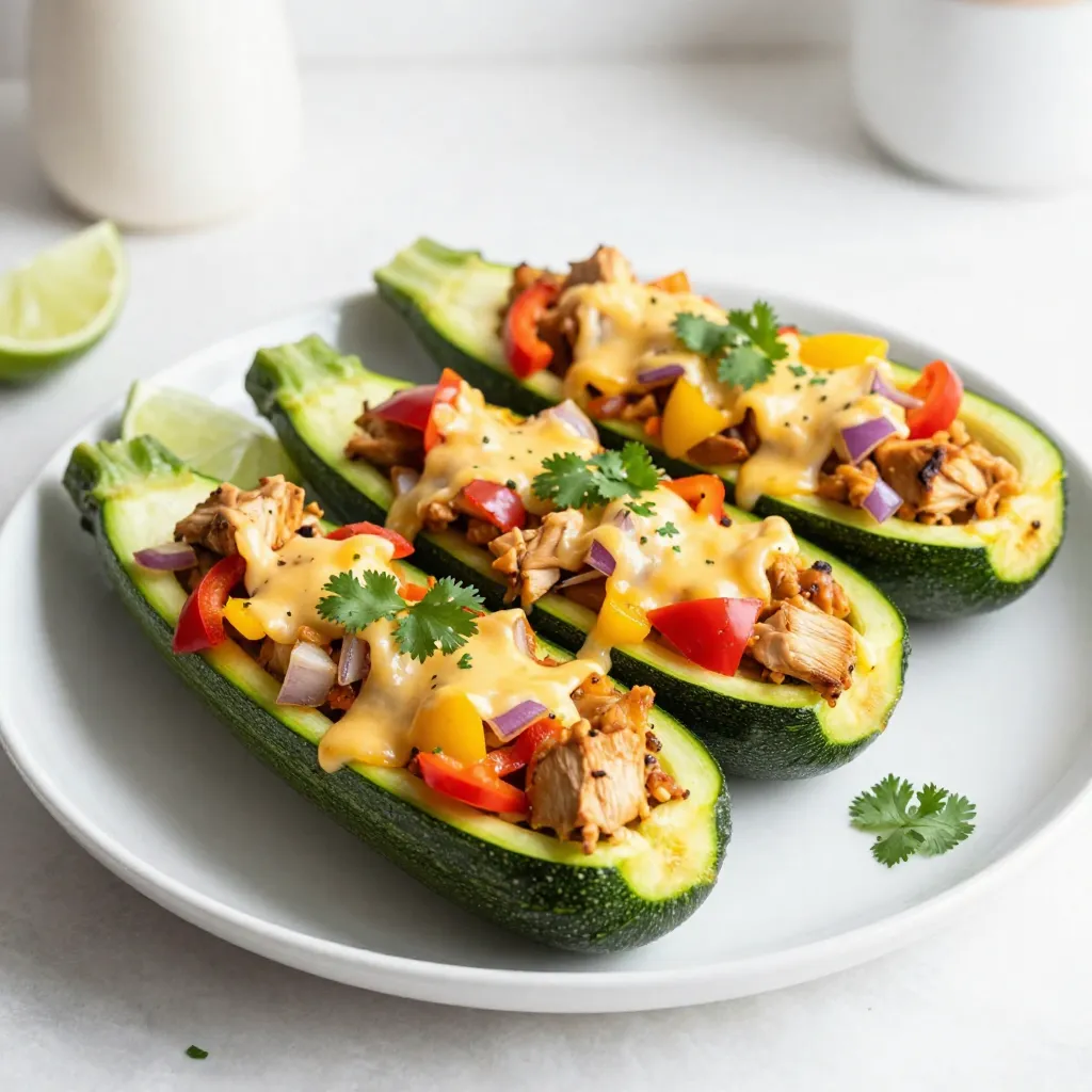 Chicken Fajita Stuffed Zucchini Boats Flavorful Feast