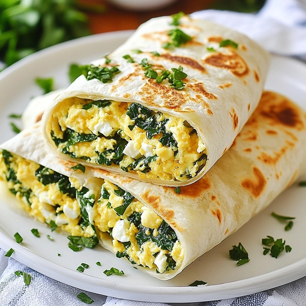 Fluffy Air Fryer Spinach Feta Breakfast Wraps Delight