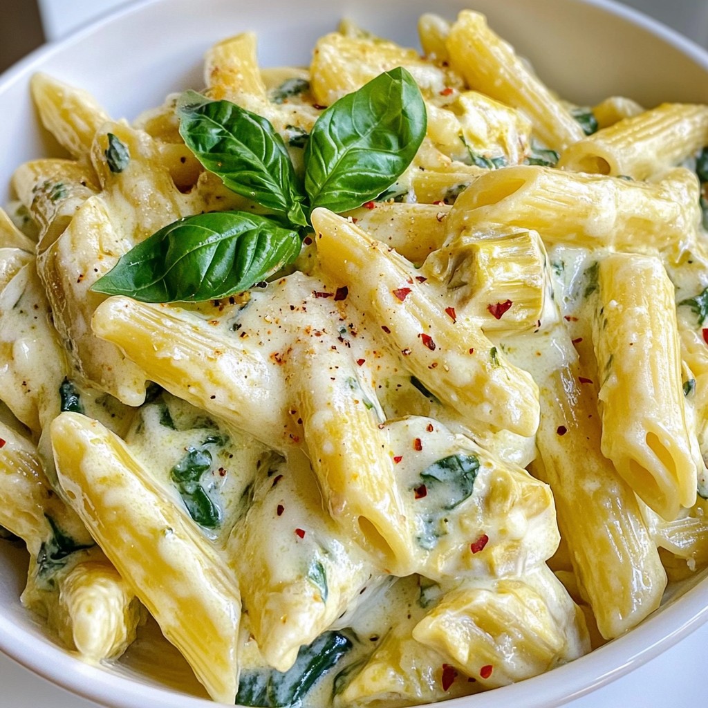 Creamy Spinach Artichoke Pasta Delight in Minutes