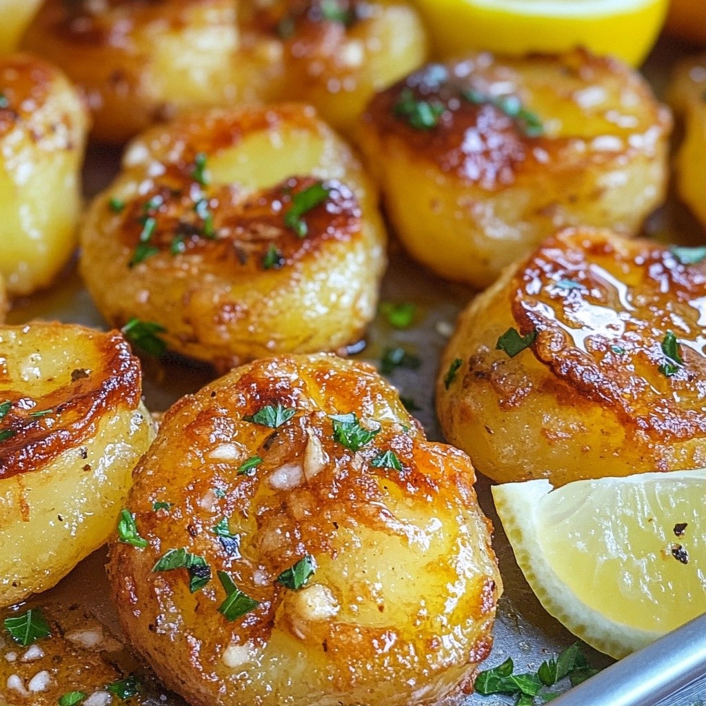 Crispy air-fried Garlic Smashed Potatoes Delight