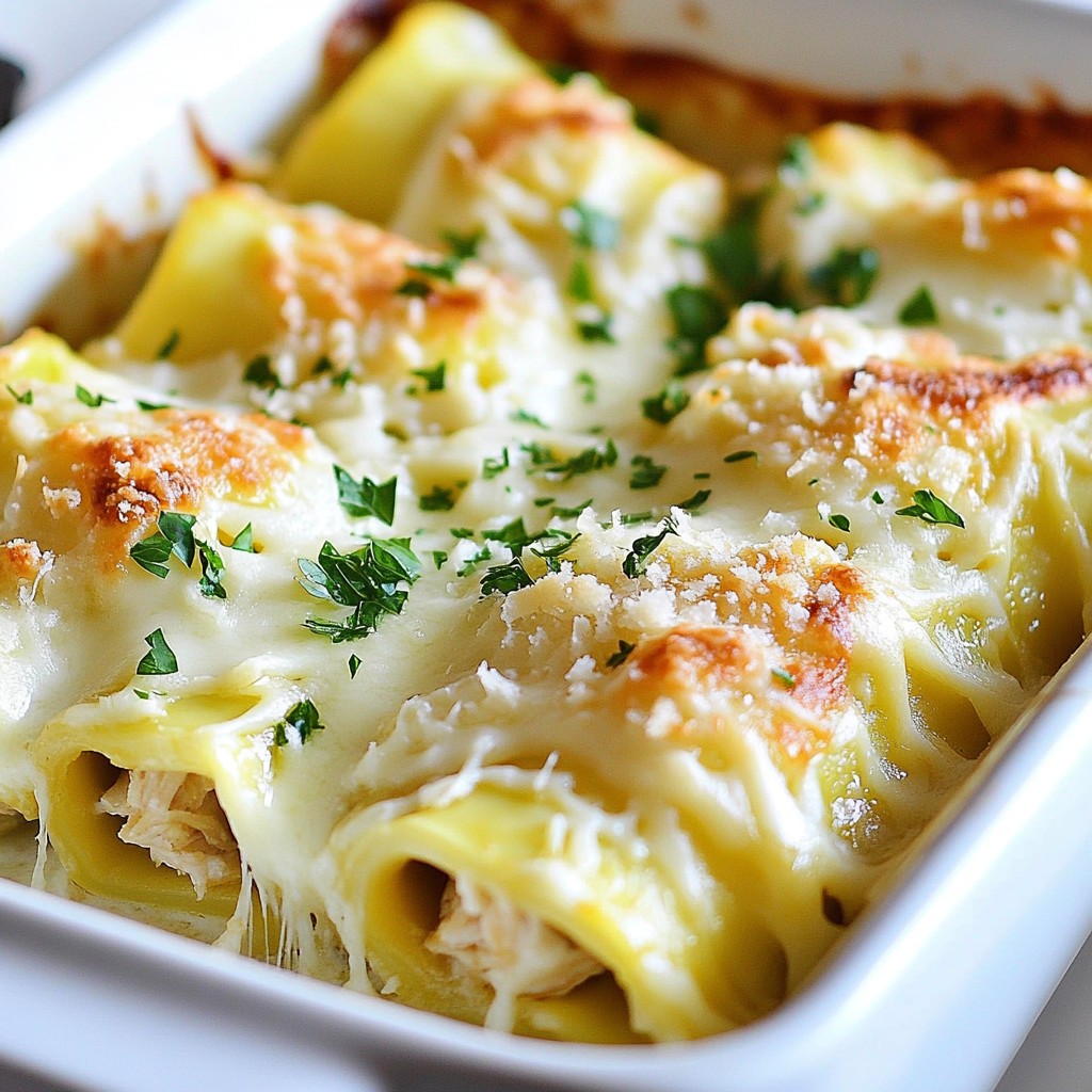 Savory Chicken Alfredo Lasagna Roll Ups Recipe