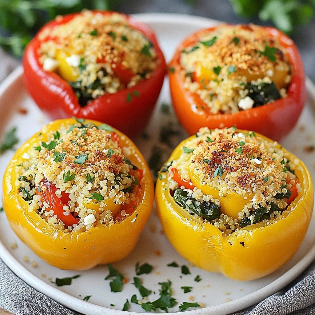 Crispy Air-Fried Spinach Stuffed Bell Peppers Recipe