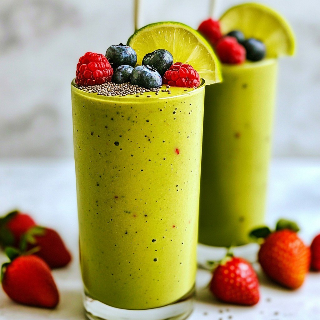 Avocado Berry Green Smoothie Refreshing and Healthy Drink