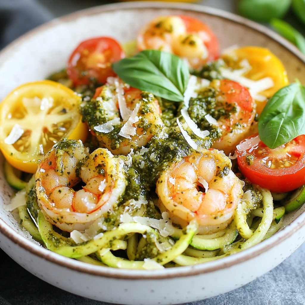 Pesto Shrimp Zoodle Bowl Packed with Flavorful Goodness