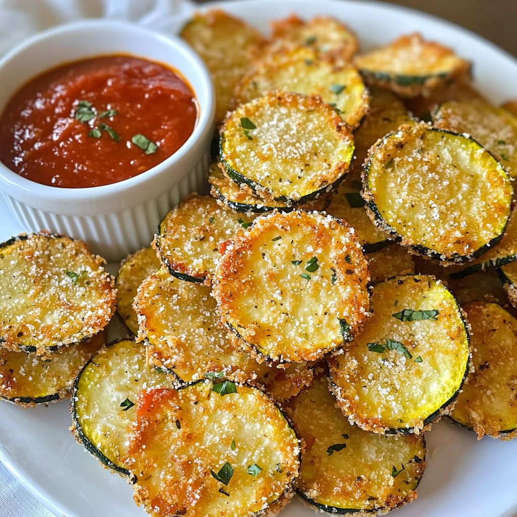 Crispy air-fried Zucchini Parmesan Chips Recipe