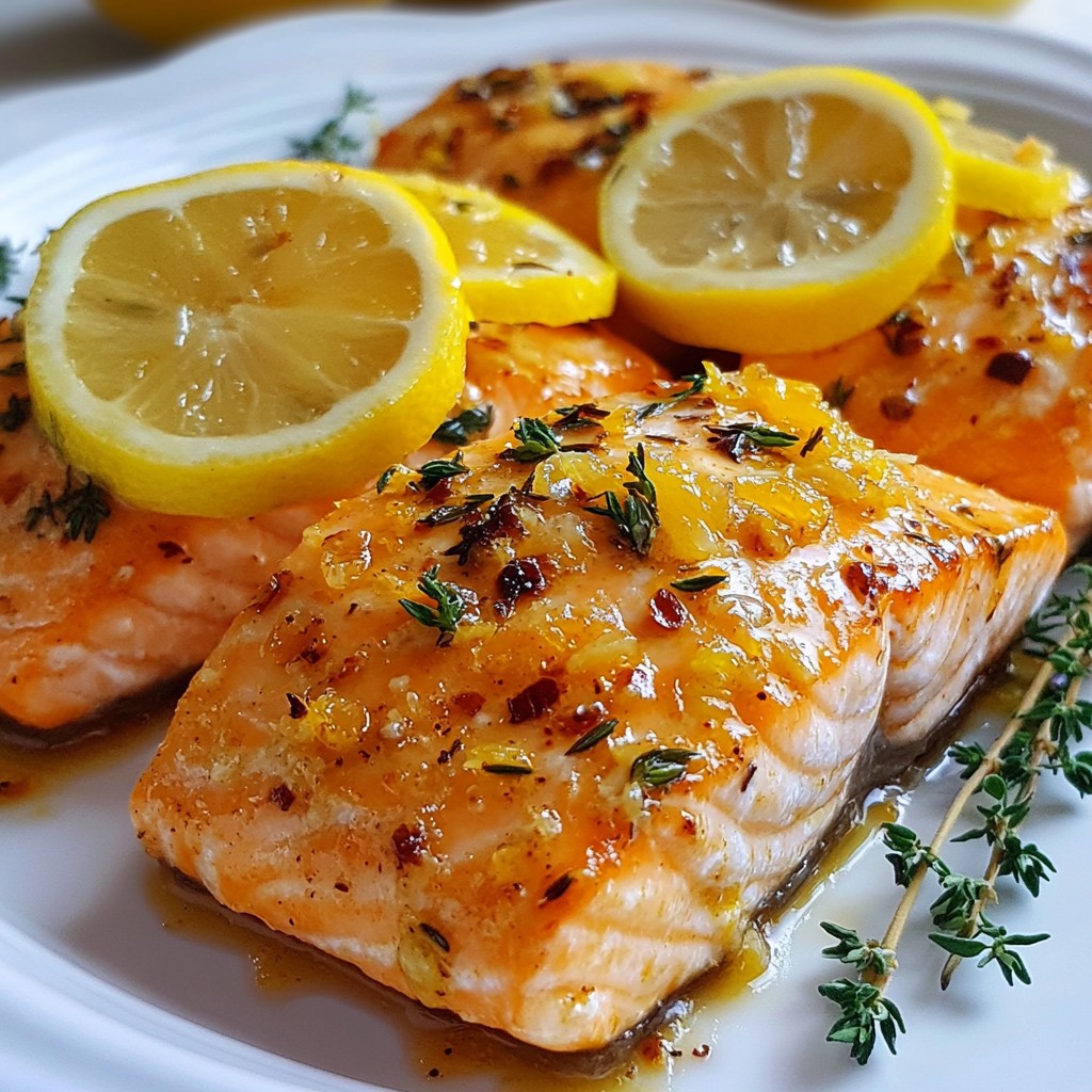 Juicy air fryer Lemon Thyme Salmon Fillets Recipe