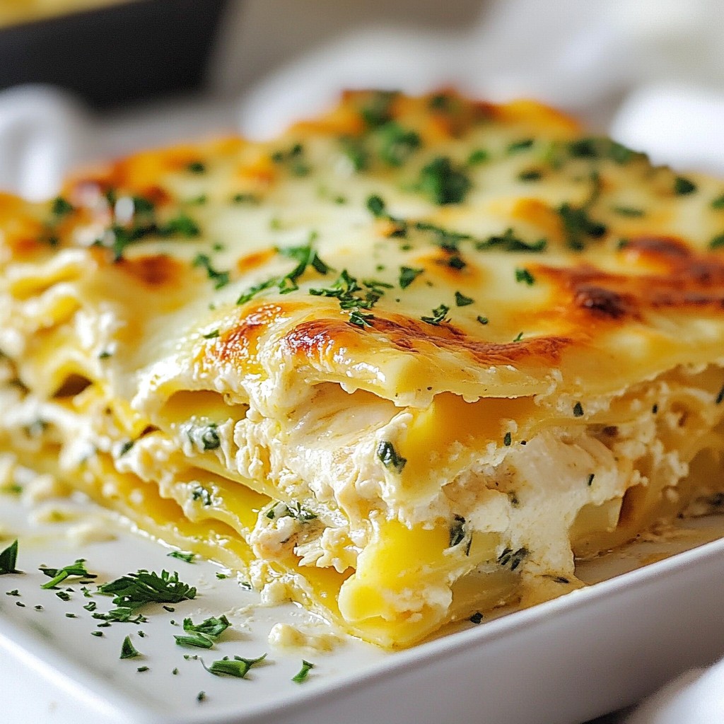 Creamy Chicken Alfredo Lasagna Simple and Tasty Dish