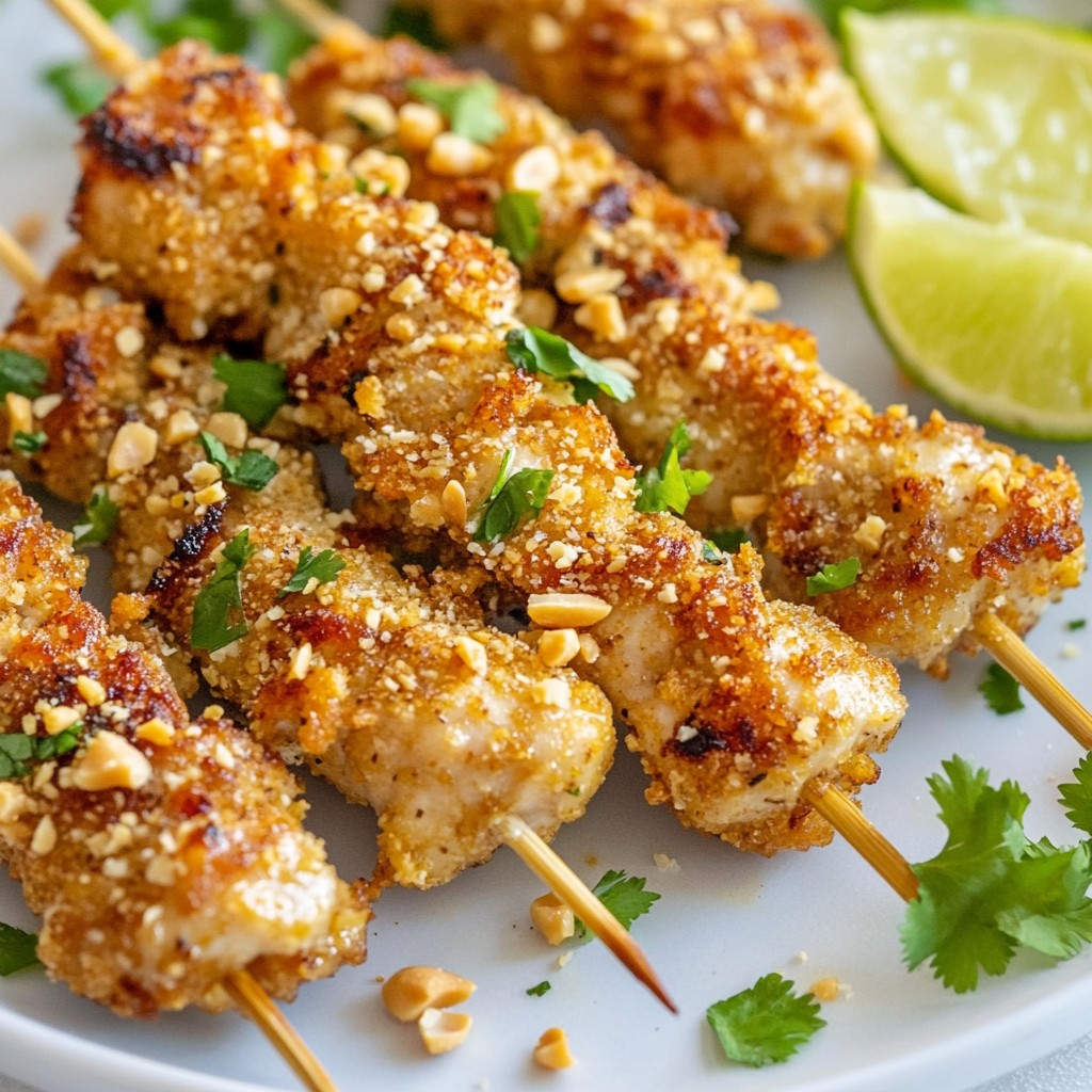 Crunchy Air-Fried Thai Peanut Chicken Skewers Recipe