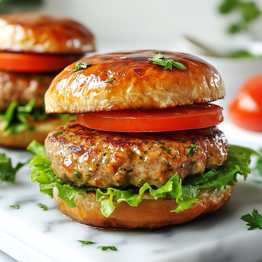 Juicy air fryer Herb Garlic Turkey Burgers Recipe