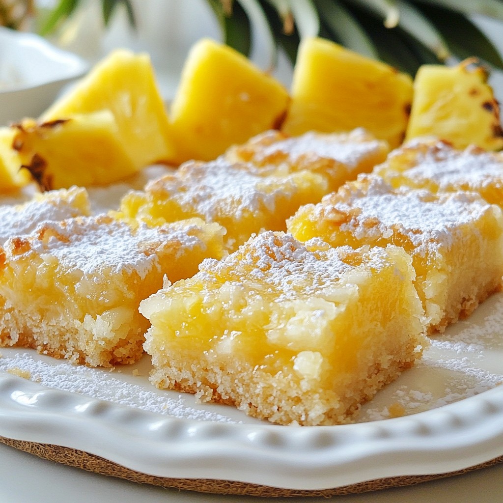 Tropical Pineapple Coconut Bars Blissful Dessert Treat