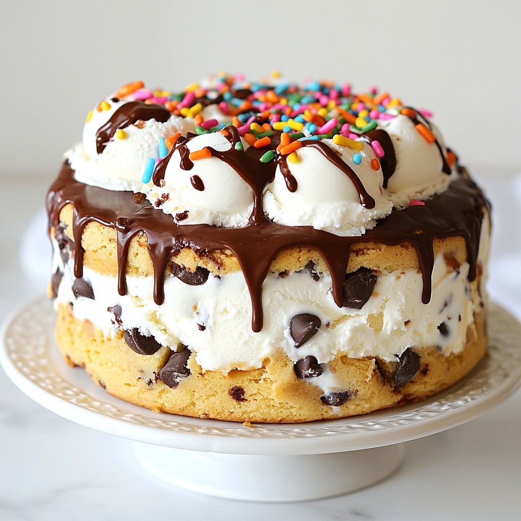 Chocolate Chip Cookie Ice Cream Cake Delightful Treat