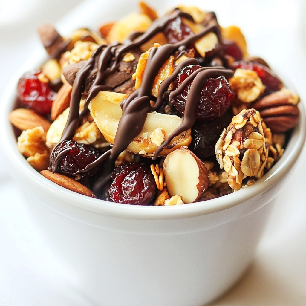 Chocolate Drizzled Trail Mix Clusters Delightful Snack