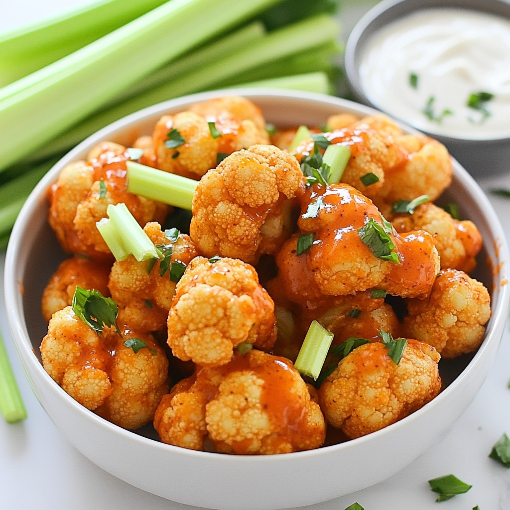 Air-fried Buffalo Cauliflower Bites Crispy and Spicy