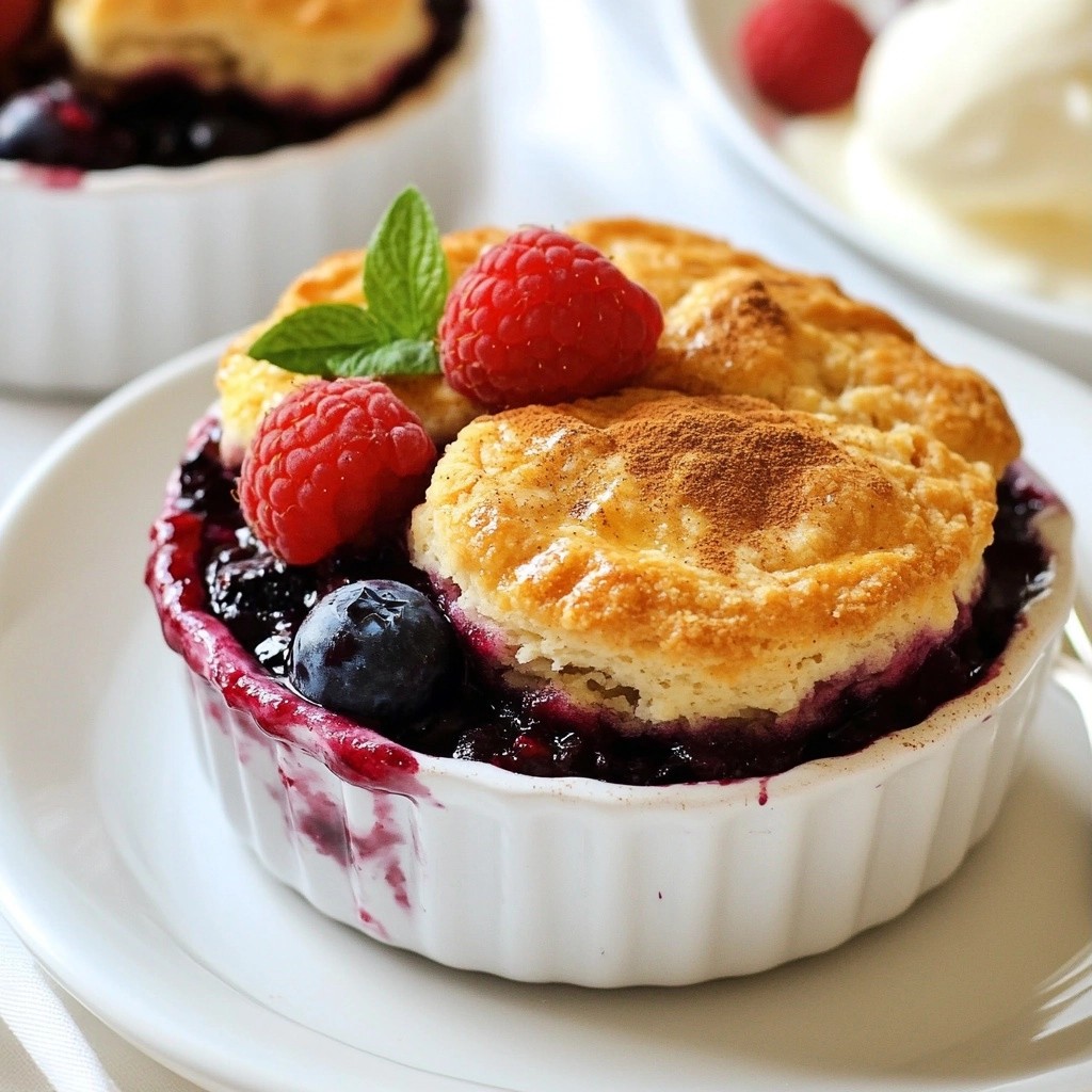 Gooey Air Fryer Mixed Berry Cobbler Cups Delight