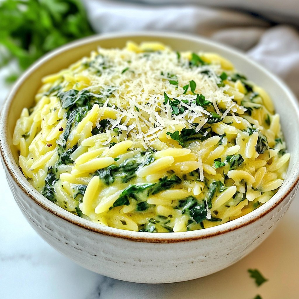 Creamy Spinach Parmesan Orzo Rich and Satisfying Dish