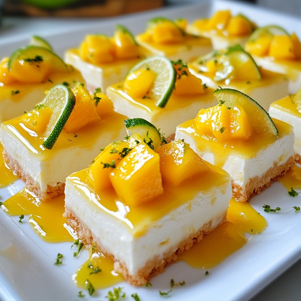 Mango Lime Cheesecake Bars Delightful Dessert Recipe